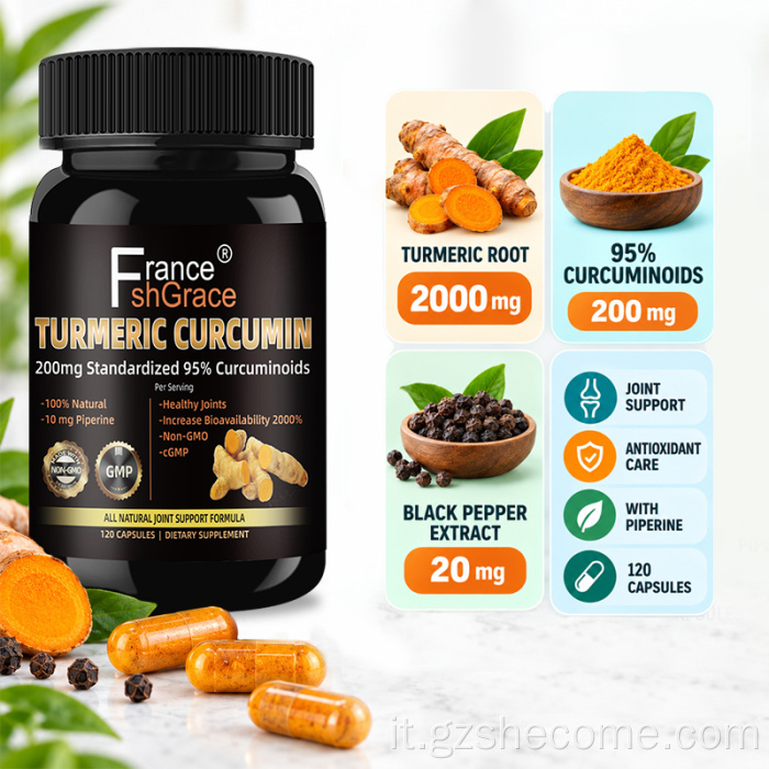Shecome Curcumina Curcuma Integratori per un maggiore assorbimento